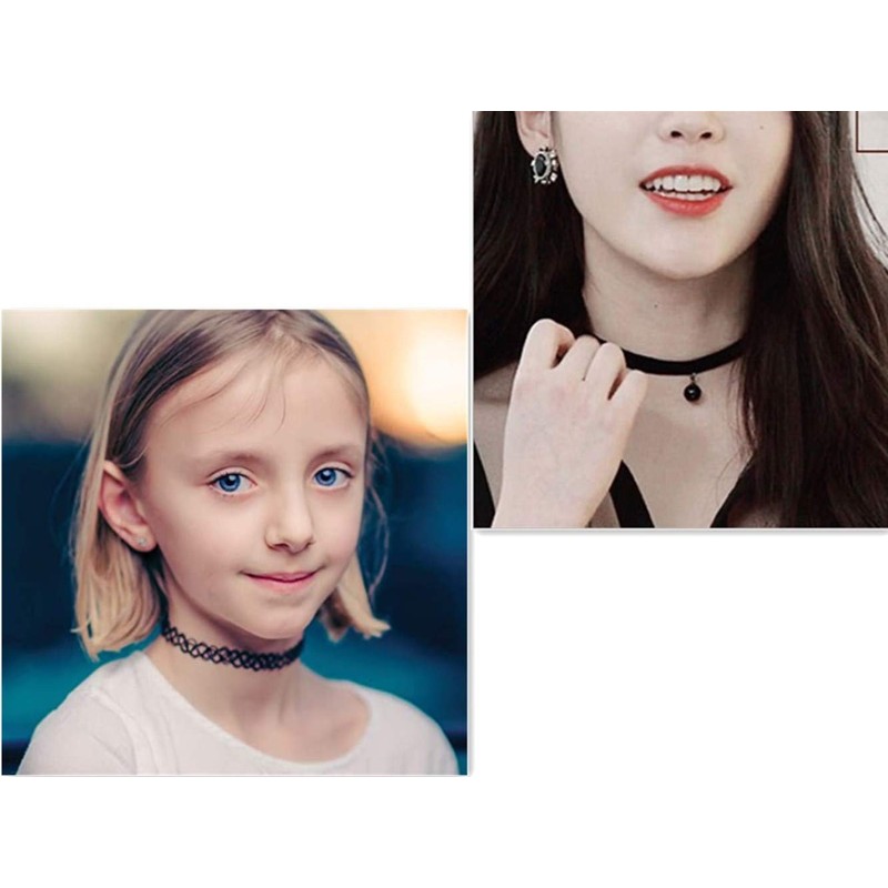 BetterJonny チョーカーネックレス 43個 クラシック ストレッチ カラフル チョーカー ブラック ベルベット ゴシック