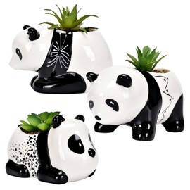 AASHDP Cute Animal Succulent Pots Bulk, Small Animal Succulent Planters for Indoor Plants, Mini Panda Flower Ceramic Pots Set of 3