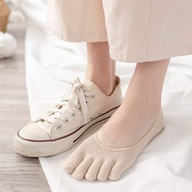 Meaiguo Toe Socks No Show Cotton Low Cut Five Finger Socks Athletic for Women 4 Pairs(Black/Blue/Pink/Beige)