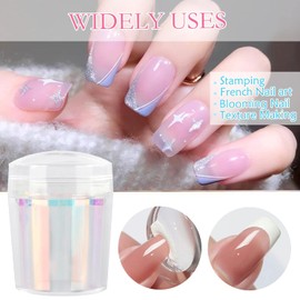 LiBiuty French Tip Nail Stamp – Clear Radium Jelly Stamper Nail Art Stamper Kit, Wide Aurora Transparent Visible Body Stamper with Clear Silicone Stamper Head 3.9cm Nail Stamping with Scrapers Nail St