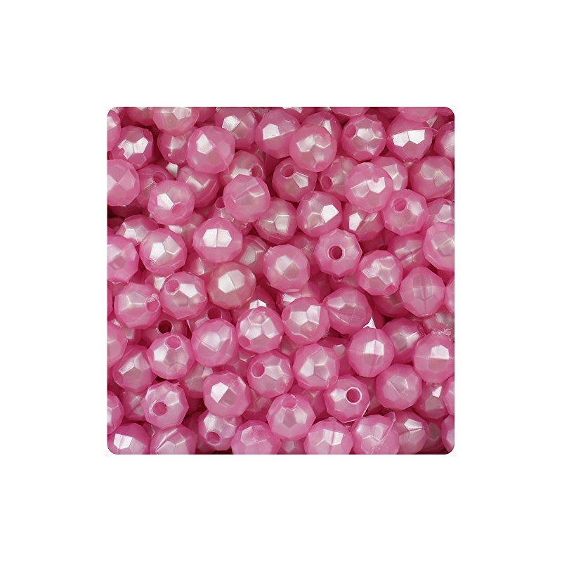 BeadTin Light Pink Pearl 8mm Faceted Round Craft Beads (450pcs)