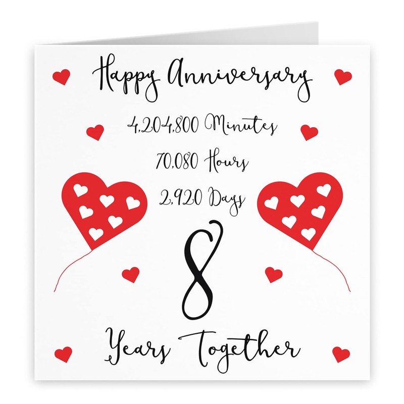 Hunts England - 8th Wedding Anniversary Card - 8 Years