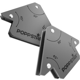 Poppstar Welding Magnets Small (Set of 2 Pcs) with 11.3 kg (25 lb) Magnetic Holding Force/Heavy-Duty Magnetic Welding Clamps 45° / 90° / 135°, Grey