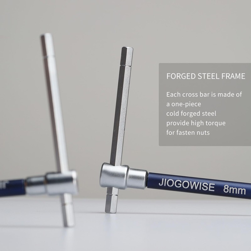 JIOGOWISE 10PCS Metric 3-Way T-type Hex Wrench Set,T-handle Sliding Top
