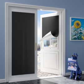 G-WACK - Cortinas opacas para puerta, persianas opacas portátiles sin taladro, para ventanas de interiores con gancho y bucle mejorados, persianas aisladas térmicamente, cubierta de ventana negra para