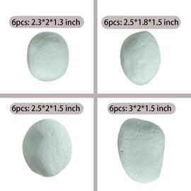 Fireplace Ceramic Pebbles 24 pieces, round lava pebbles, gas logs, for indoor and outdoor fireplaces and fire pits, decorative landscaping stones(White)