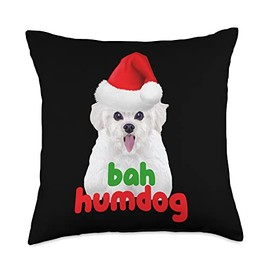 Gumdrop Press Funny Maltese Dog in Holiday Santa hat Throw Pillow, 18x18, Multicolor