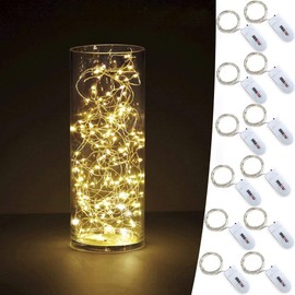 YKB Fairy Lights 12 Pack, Battery Operated String Lights, 20 LEDs on 3.3 feet Copper Wire, Mini LED Fairy String Lights Warm White for Wedding Party Mason Jar Christmas Decorations Bedroom Decor