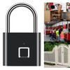 Door Lock Security Keyless USB Rechargeable Fingerprint Smart Padlock Black