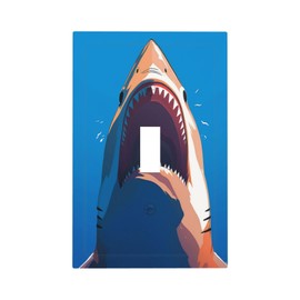 Nadoabtm Decorative Light Switch Cover Marine Shark Wall Plate 1 Gang Single Toggle Device Electrical Faceplate Switchplates Decorator Outlet Wall Plate for Bedroom Cabin Decor