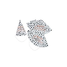 Club Green 10 Rose Gold Foil Happy Birthday Dalmatian Spots Party Hats, Rose Gold Birthday Party Hats, Birthday Paper Hats, Spotty Birthday Hats