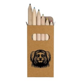 Azeeda 6 x 'Marmoset Monkey' Short 85mm Pencils/Coloured Pencil Set (PE00076958)