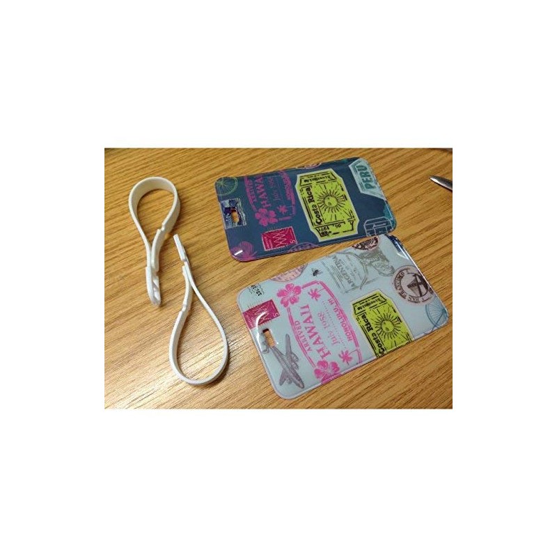 Vintage Travel Retro Stamp Design Holiday Luggage Tags x 2