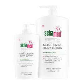 SEBAMED Moisturizing Body Lotion pH 5.5 for Sensitive Skin Dermatologist Recommended Paraben-Free Moisturizer 33.8 Fluid Ounces (1 Liter and 400mL with Pump) Value Pack