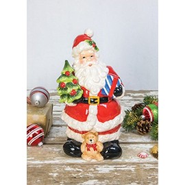 Hanna's Handiworks Festive Santa-Shaped Ceramic Cookie Jar, 7.5" x 7.5" x 13"