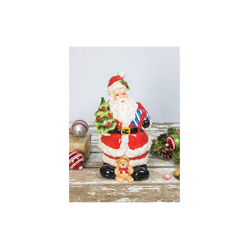Hanna's Handiworks Festive Santa-Shaped Ceramic Cookie Jar, 7.5" x 7.5"