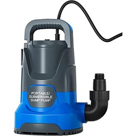 PANRANO 1/4HP Submersible Sump Pump with Portable Design for Pool Draining Hot Tub Basement Flood Clean Water