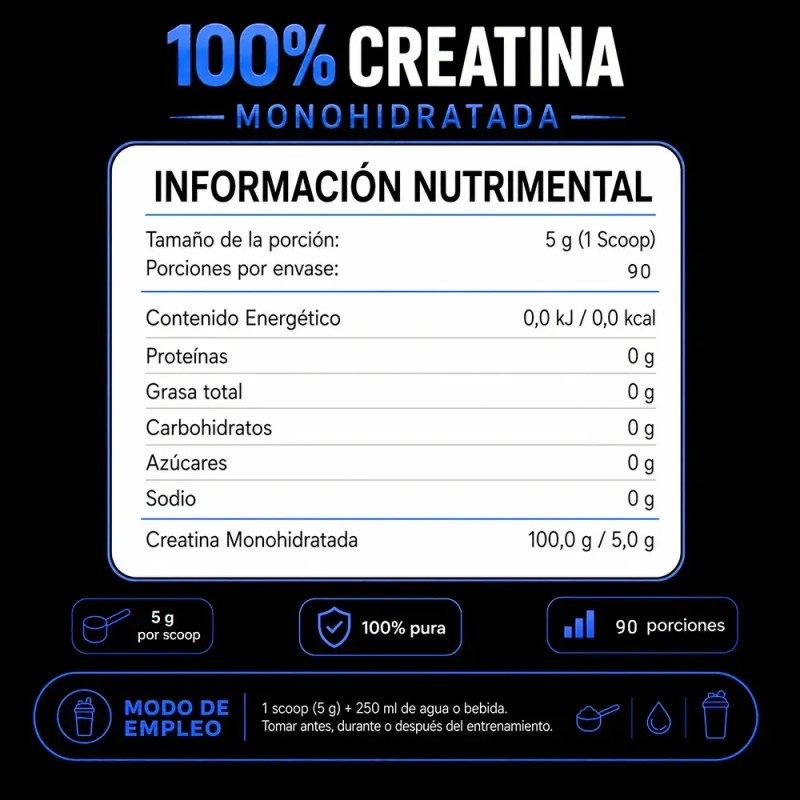 Unique nutrition creatina monohidratada pura 450g 90 serv