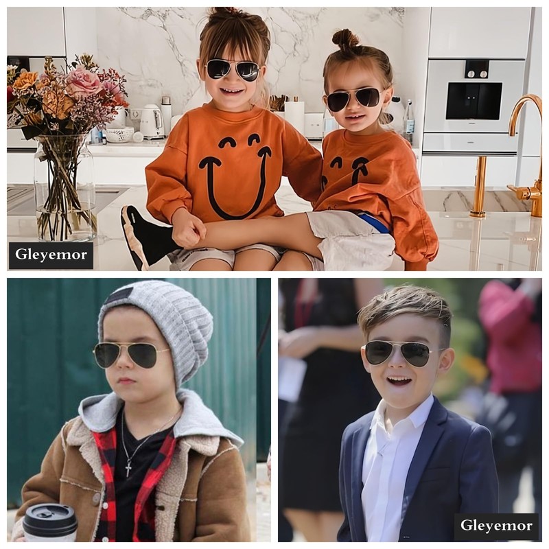 Gleyemor Kids Polarized Aviator Sunglasses for Little Girls Boys Age