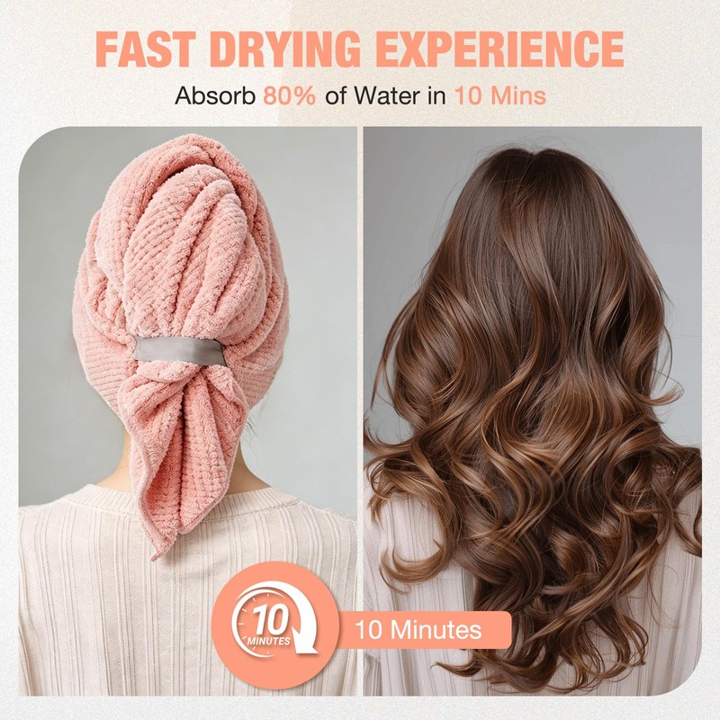 3 Pack Microfiber Hair Drying Towels for Women, Super Absorbent
