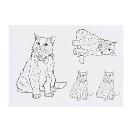 4 x 'Fancy Bow Tie Cat' Temporary Tattoos - Water Resistant, Skin-Safe, Non-Toxic Transfers, Mixed Sizes (TO00072068)