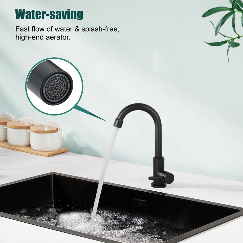 Heyalan Cold Water Only Kitchen Faucet Single Handle 1 Hole