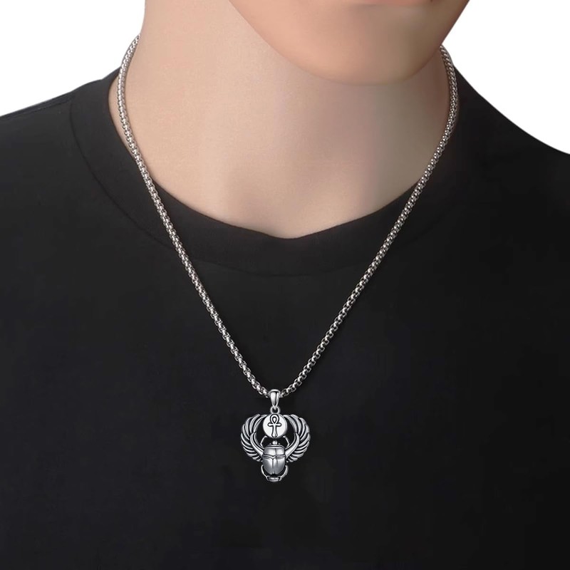 Lattd Egyptian Pendant Necklace 925 Sterling Silver Ankh Eye of