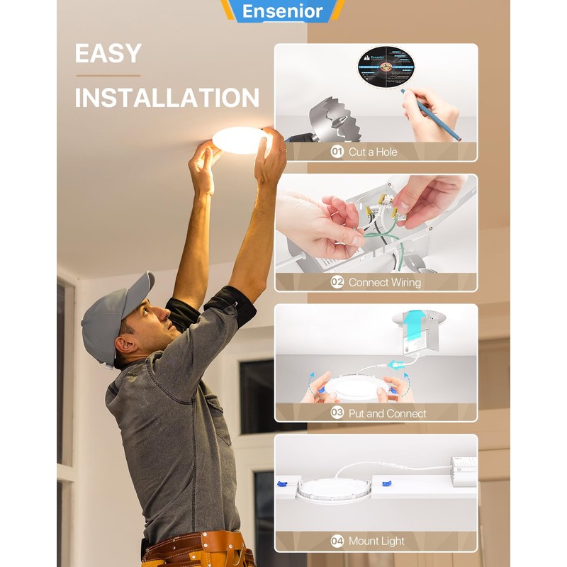 Ensenior 12 Pack 4 Inch Ultra-Thin LED Recessed Ceiling Light