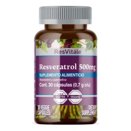 Resvitale Resveratrol 500 mg Suplemento Antioxidante Vegano Sin Sabor