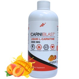 Bricker Labs CARNIBLAST Liquid L-Carnitine 3000mg, Premium L Carnitine Carnipure, Sports Nutrition, Energy Supplement and Energy Booster, Peach Mango 16 fl oz