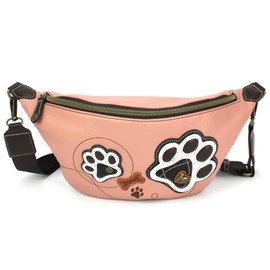 CHALA Fanny Pack Women RFID Protected Sling Purse and Waist Bag with Two Adjustable Straps - Paw Print - dusty pink