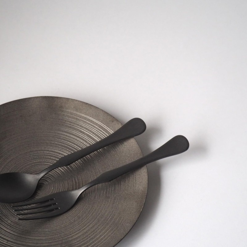 Takakuwa Metal Sway Dinner Spoon, Black, Size: Approx. 7.2 inches