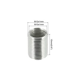 sourcing map Thread Reducing Nuts Insert M12 x 1mm Male to M10 x 1mm Fine Thread Female Adapters 15mm Long Pipe Fitting Conversion Sleeve Reducer, Pack of 15