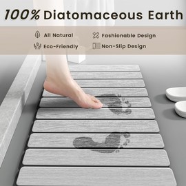 Foldable Stone Bath Mat - Super Absorbent Diatomaceous Earth Mat, Non-Slip Quick-Drying Stone Bath Mats for Bathroom Floor/Kitchen Counter, Easy to Clean, 24" x 16", Gray