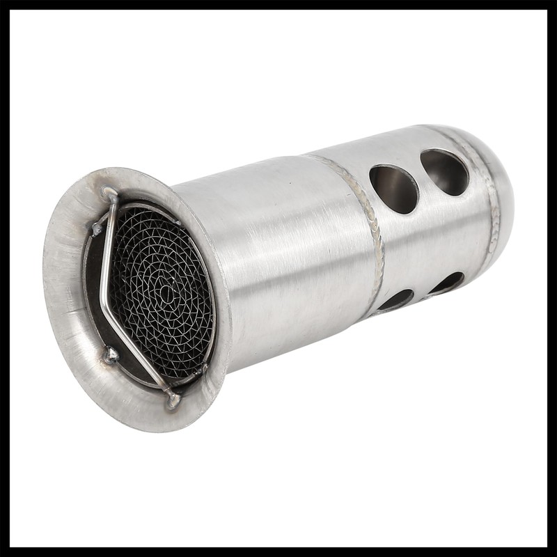 Hihaha 60mm Universal Motorcycle Exhaust Pipe Baffle Can Silver Tone