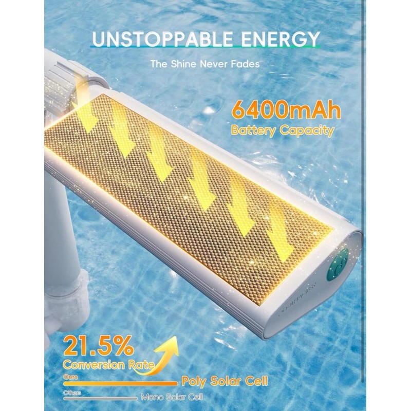 Poolhacker Solar Pool Fountain with 10-Color Lights â€“ Auto Light