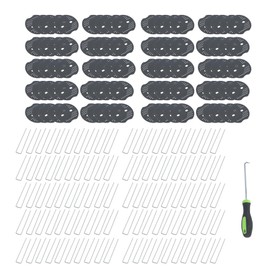 YSMN Landscape Staples Set 6 Inch 11 Gauge 100pcs Galvanized Garden Stakes 100pcs Gaskets 1Pick Hook for U-Shaped Tent Stakes Landscaping Fabric SOD Pins for Weed Fabric Barrier and Groud Cover