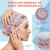 Gorro de Ducha Impermeable 5Pzs, Gorra de Baño Mujer Elástico,