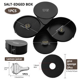 1 Pack 3 Tier Bar Glass Rimmer with Sponge for Cocktails and Margarita Mixing,Salt and Sugar Container,Seasoning Box,Bartender Tool for Bar,Pub Party and Reception,Black