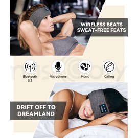 MUSICOZY - Auriculares para dormir con Bluetooth, 14 horas de tiempo de juego, auriculares deportivos resistentes al sudor, diadema con estéreo de alta fidelidad para entrenamiento y correr
