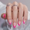French Tip Press On Nails Almond - BTArtbox Hot Pink