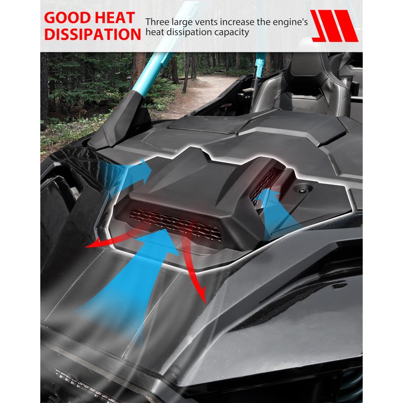SAUTVS Matte Black Front Turbo Hood Scoop for Polaris RZR