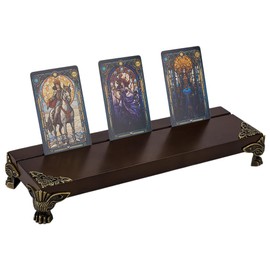 FINGERINSPIRE Wooden Tarot Card Holder 31 x 9.35 x 4.7 cm Altar Table Made of Pine Wood Coconut Brown Tarot Cards Storage Stand Wicca Altar Table for Practice Tarot Cards Witch Stand for Meditation