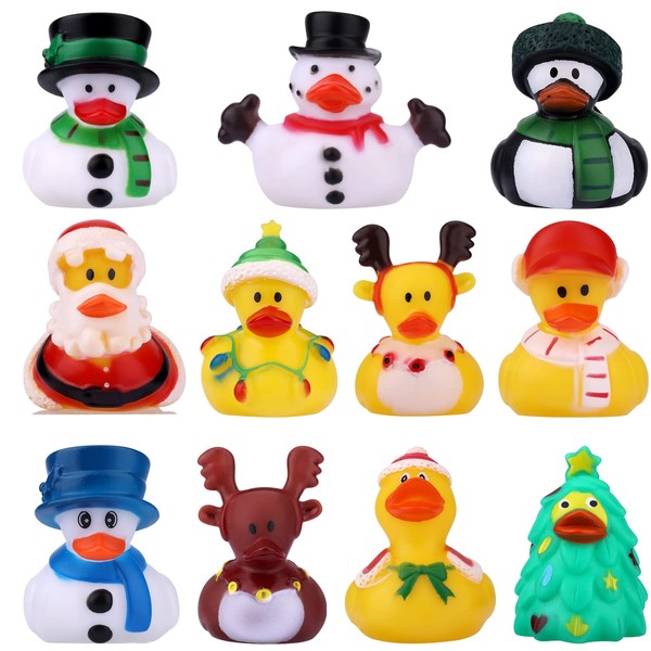 11pcs Christmas Rubber Ducks, Bath Rubber Ducky Toys Cute Assorted