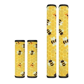 Horeset Little Bee Print Refrigerator Door Handle Covers, Oven Dishwasher Door Handle Protector Set of 4, Kitchen Decor Accessories