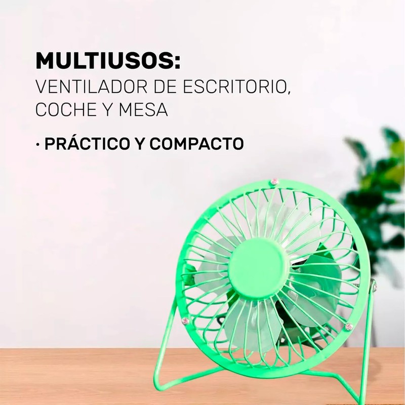 Ventilador De Escritorio Usb Portátil 4 Aspas Mini Metalico color
