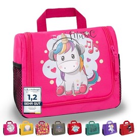 GRINSEZWERGE Toiletry Bag for Children and Adults - 12 Designs | Travel Toiletry Bag for Men and Women | Cosmetic Bag for Hanging | Wash Bag Wash Bag Travel Bag for Boys and Girls
