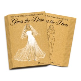 Mingdcdc Bridal Shower Games Card, Guess The Dress Bridal Shower Games, Unique Bridal Shower Game, Bridal Shower Party Supplies, Wedding Party Favors, 5 x 7 Inch, 30 Pack (Brown Kraft Paper-01)