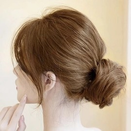 Human hair bun hair giblet band wig straight hair light brown (WFLOULG) / 인모 올림머리 곱창밴드 가발 생머리 라이트브라운 (WFLOULG)