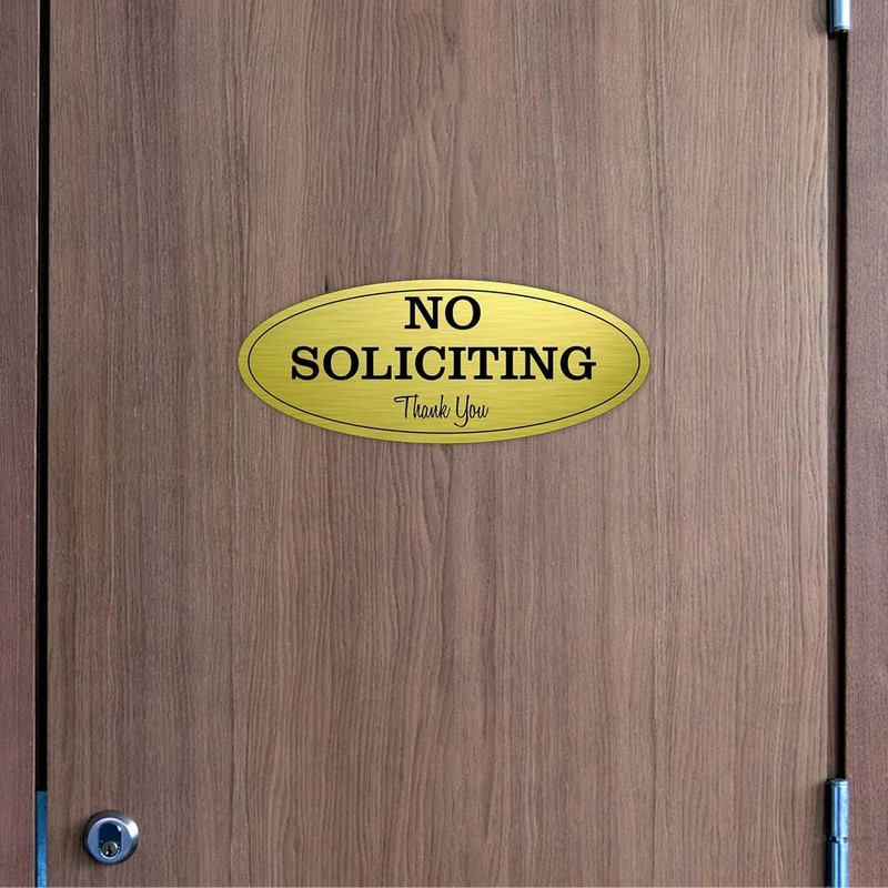 Oval No Soliciting Sign (Dark Brown) Small